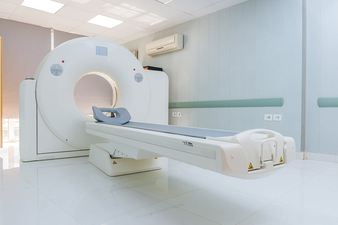 CT scanning machine in medical room