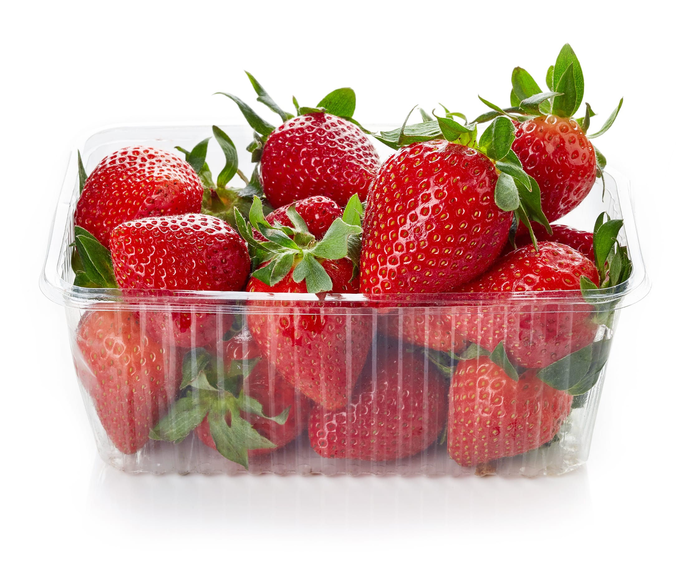 Red Strawberries In Clear Plastic Container